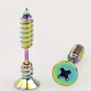 Rainbow screw stud earrings realistic industrial punk style stainless earrings